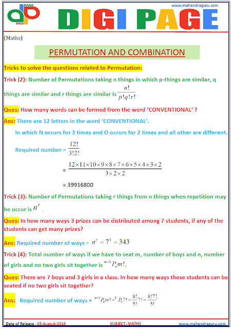 Digi Page -Permutation and Combination Digi Page -Permutation and Combination