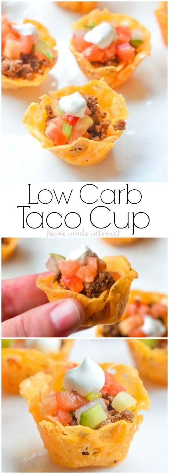 Low Carb Taco Bites | These low carb taco cups are an easy low carb recipe that can be a low carb appetizer for Christmas, New Year’s, brunch, or just a quick healthy lunch for those on a low carb diet. The cheesy shells are a keto recipe that will make all of your low carb friends happy! #lowcarb #keto #ketorecipes #lowcarbrecipes #taco #appetizer #brunch #cheese