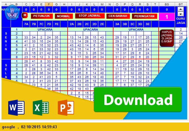 Jadwal pelajaran SMP Microsoft Excel Jadwal pelajaran SMP Microsoft Excel