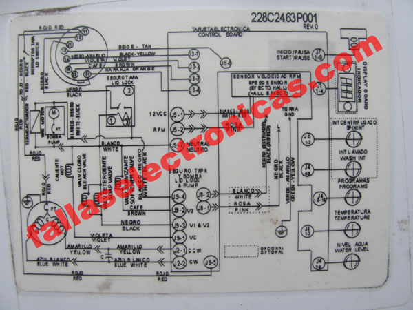 Diagrama lavadora Mabe 12.5 kilos modelo LMA12832PBAXS