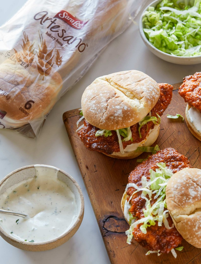 Prepared HONEY HOT CHICKEN SANDWICHES Food Boiling