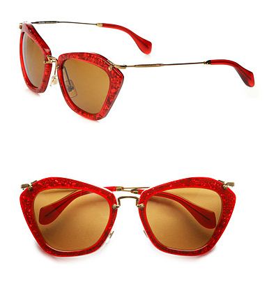 Shoe Daydreams: Le Sigh - Miu Miu Catwalk Noir Sunglasses in Red Glitter