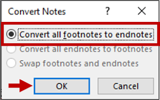 Convert all footnotes to endnotes
