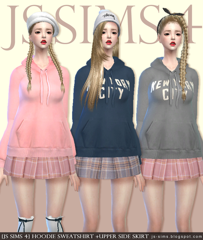 [JS SIMS 4] Hoodie Sweatshirt +Upper side skirt
