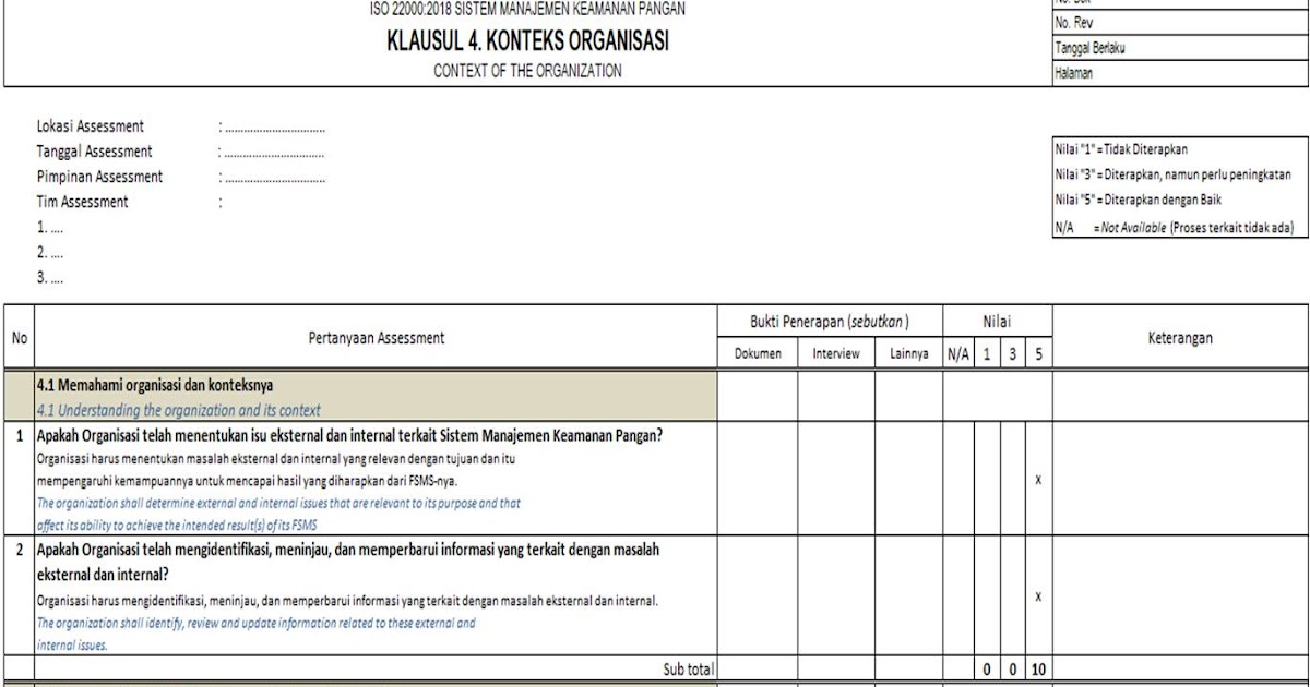 PT. Sistem Manajemen Utama: Dokumen Assessment ISO 22000 ...