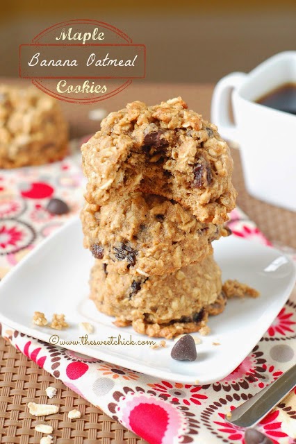 Maple Banana Oatmeal Cookies by The Sweet Chick