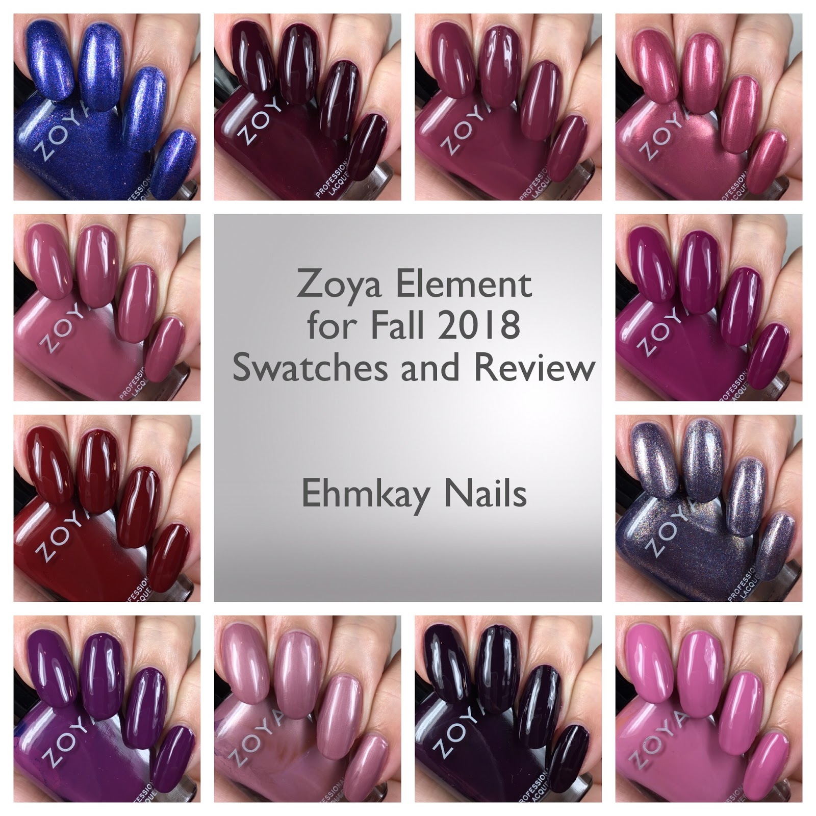 ehmkay nails Zoya Element for Fall 2018, Swatches and Review