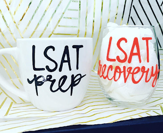 LSAT Prep/Recovery coffee mug and wine glass | brazenandbrunette.com