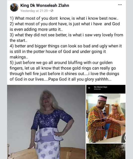 Photos: Young African man thanks God for giving him a "woman of honour" as he weds white woman