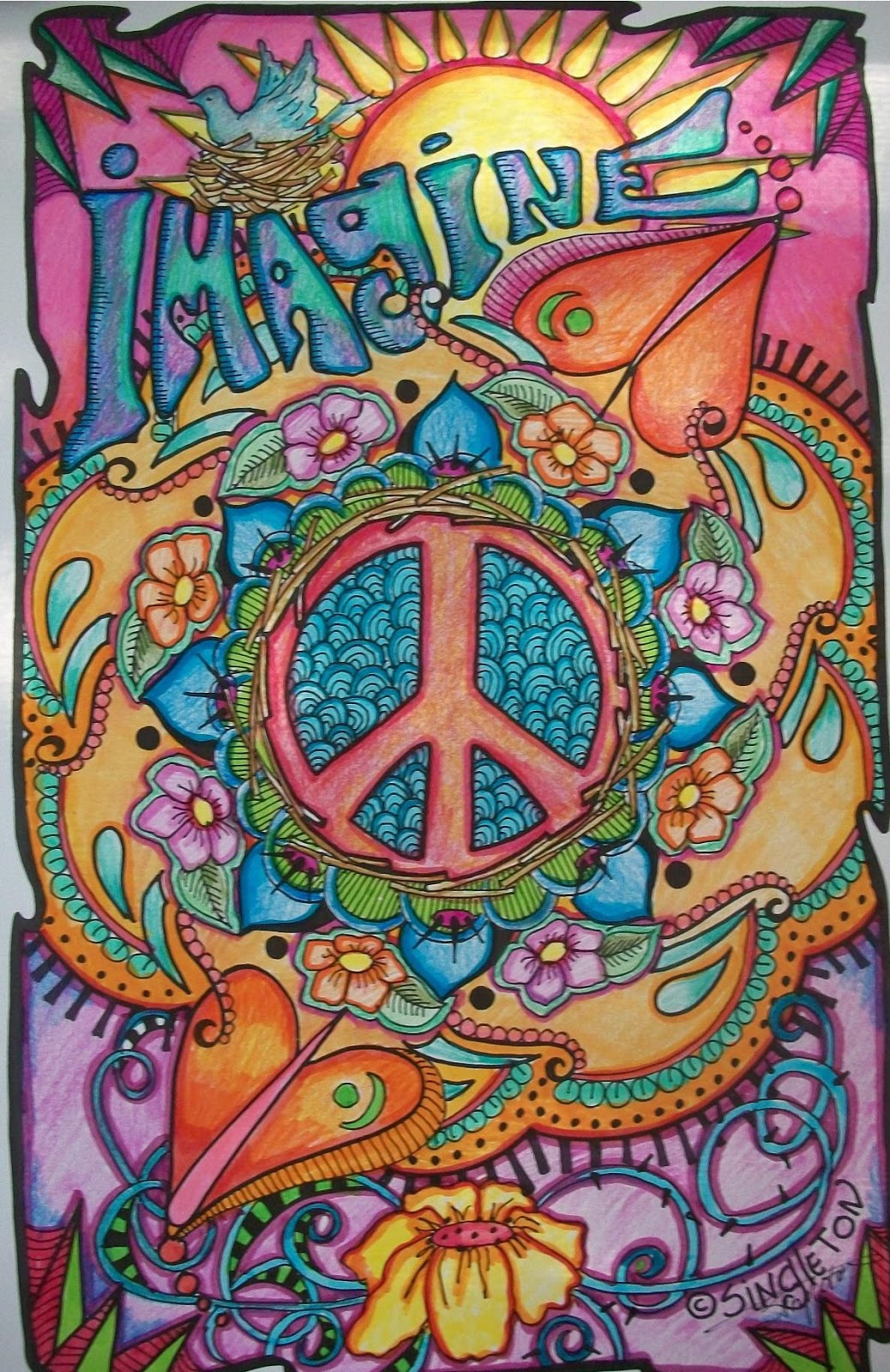 Just Give Me Peace: Peace is my Every Wish, Singleton Hippie Art and Words