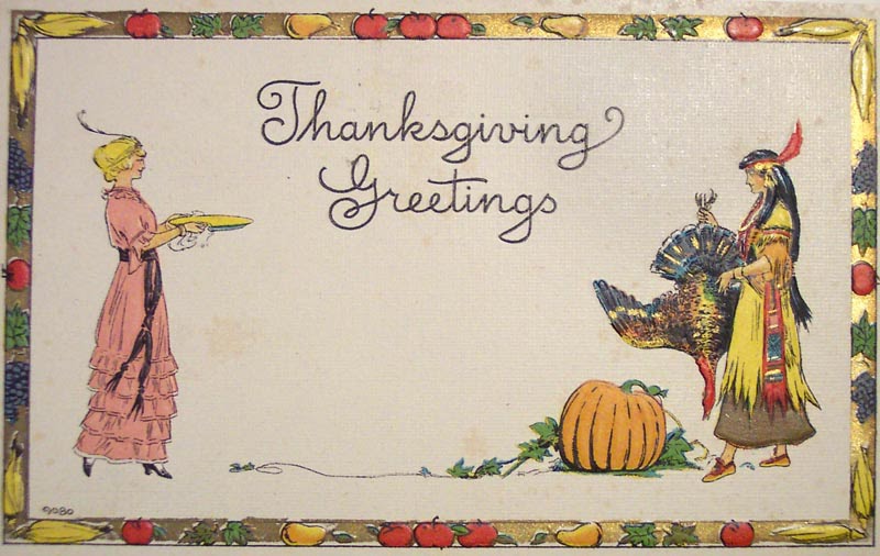 Inkspired Musings Thanksgiving History Pilgrims Indians And Vintage Postcards