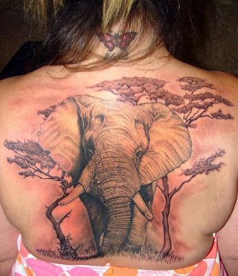 elephant Tattoo Design on the back