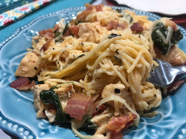 If you love pasta, Tuscan Chicken Spaghetti is a great one-pan dinner.  It is a creamy and flavorful meal, you will want to make again! This is a great recipe when you have company over!  Chasing Saturday's