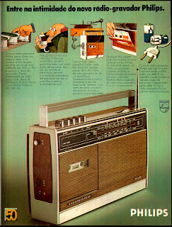 propaganda rádio gravador Philips - 1974. os anos 70; propaganda na década de 70; Brazil in the 70s, história anos 70; Oswaldo Hernandez; 