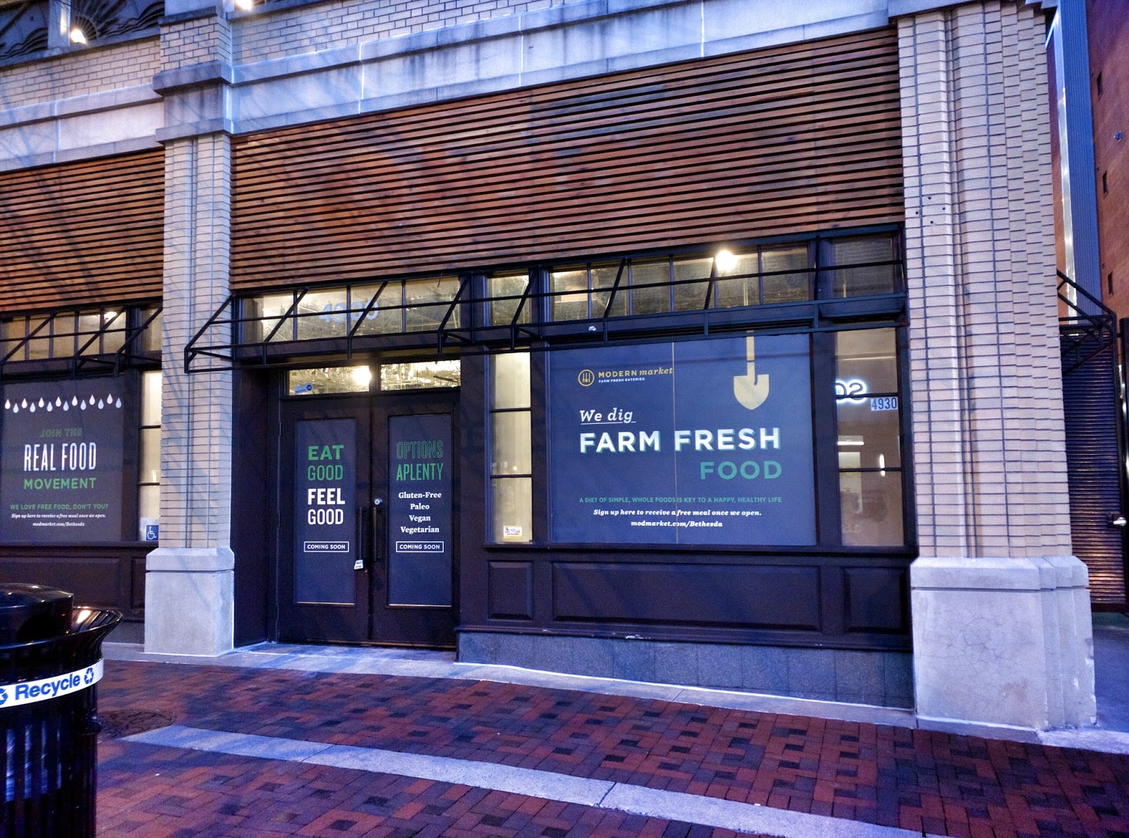 Robert Dyer Bethesda Row Modern Market Posts Coming Soon Signage Modern Market Has Posted Some Coming Soon Window Screens At Their Future Elm Street Location One Says You Can Get A Free Meal When They Open If Sign Up