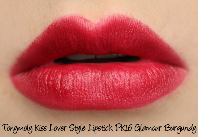 Tonymoly Kiss Lover Style Lipstick PK16 Glamour Burgundy - Swatches & Review