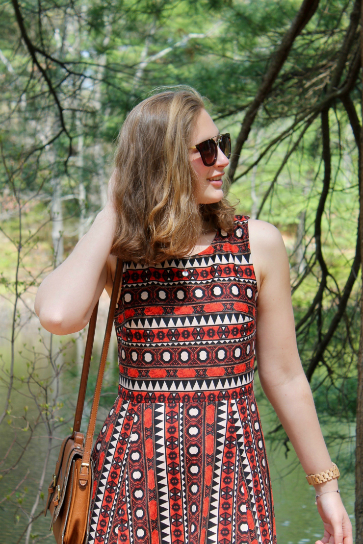 African printed cutout back dress for summer look
