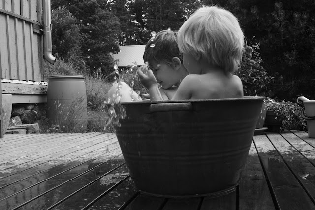 Anton and Matti in the tin tub.