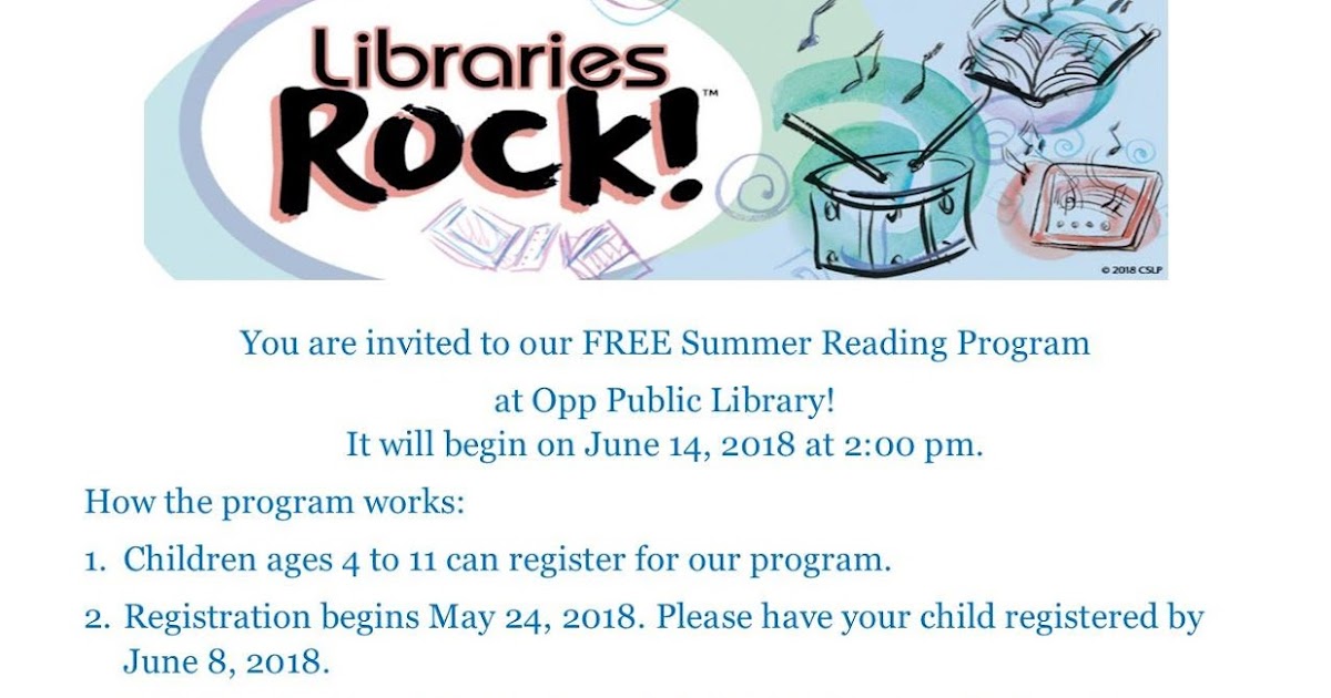 Opp Public Library Summer Reading 2018