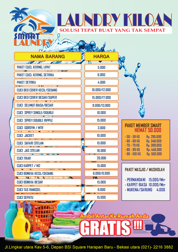 Daftar Harga Smart Laundry SMART LAUNDRY