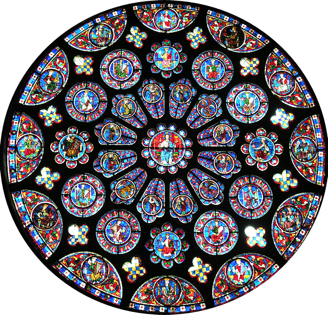 Rosácea lateral da catedral de Chartres: resumo da ordem do Universo