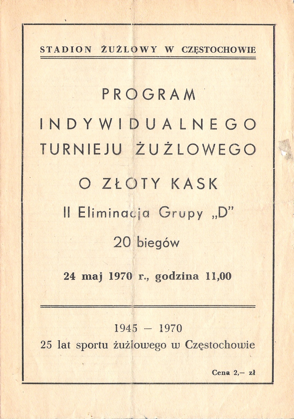 Speedway Archive 1970 World Championship Programme Gallery