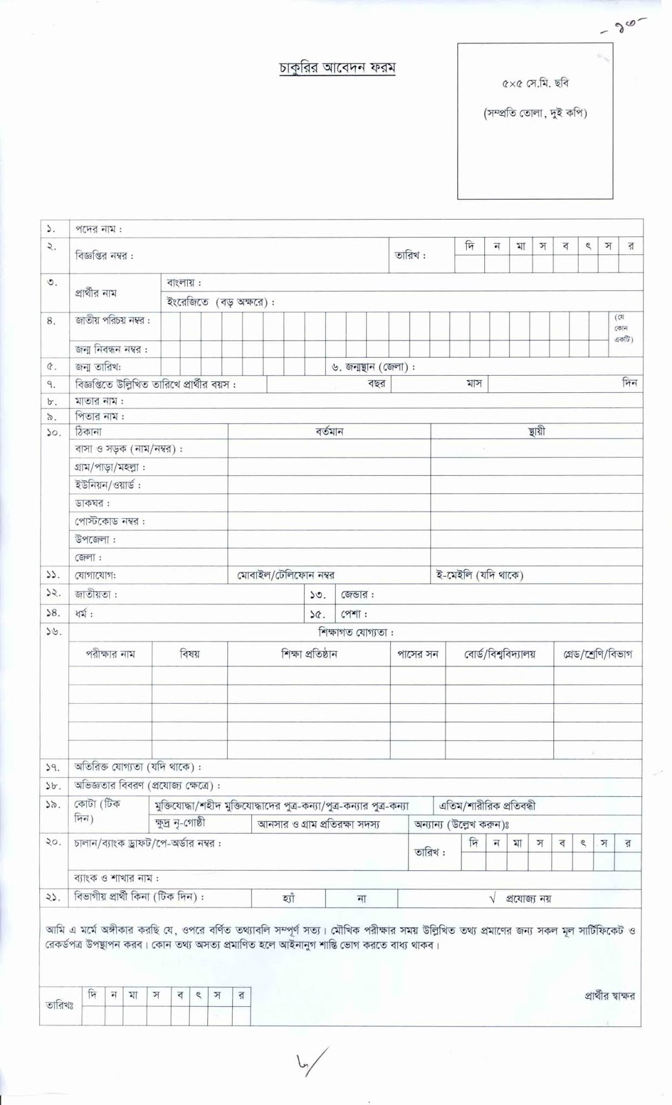 Bangladesh National Museum Job Application Form 