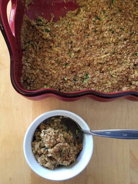 Serving baked zucchini bread oatmeal.