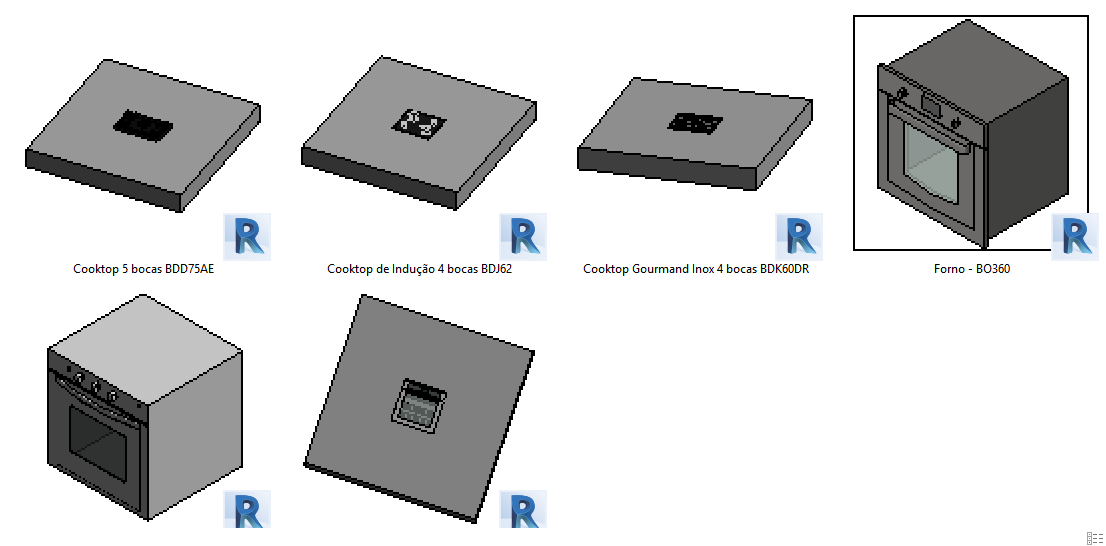 Famílias Revit Bim Conjunto Cooktop e Forno Brastemp