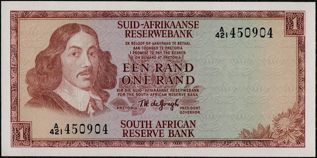 South Africa Currency 1 Rand banknote 1967 Jan van Riebeeck
