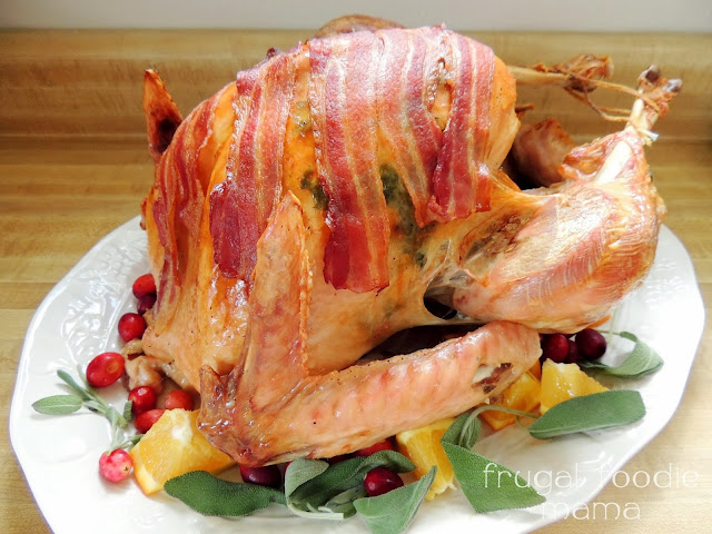 Bacon & butter make everything better! This Bacon & Sage Roasted Turkey will leave all of your holiday dinner guests raving this year.