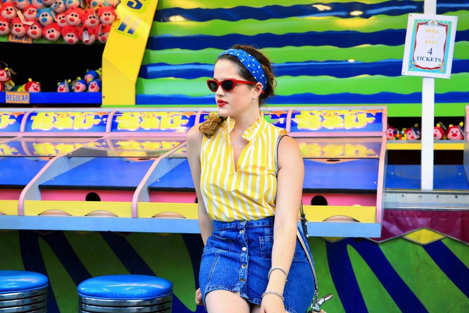 Kathleen's Fashion Fix Stars & Stripes // denim skirt + red sunglasses