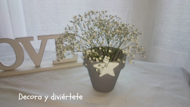 DIY , maceta pintada , centro de mesa , paniculata , decoración mesas