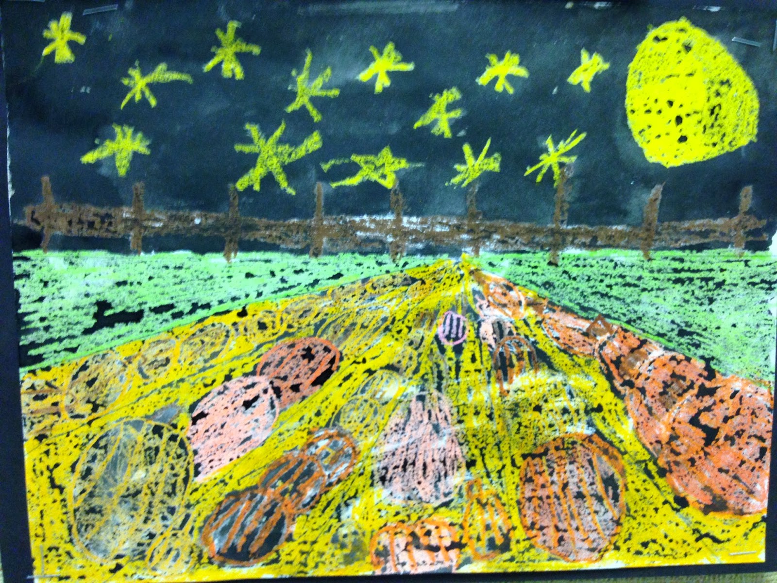 B. Creative 4th Grade One Point Perspective Pumpkin Patches