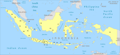 Peta & Kode Plat Nomor Polisi Kendaraan Wilayah se-Indoesia