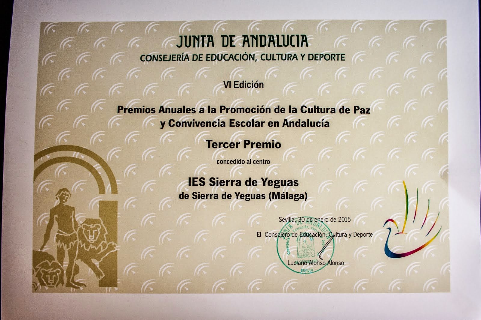 Premio Cultura de Paz y Convivencia Escolar