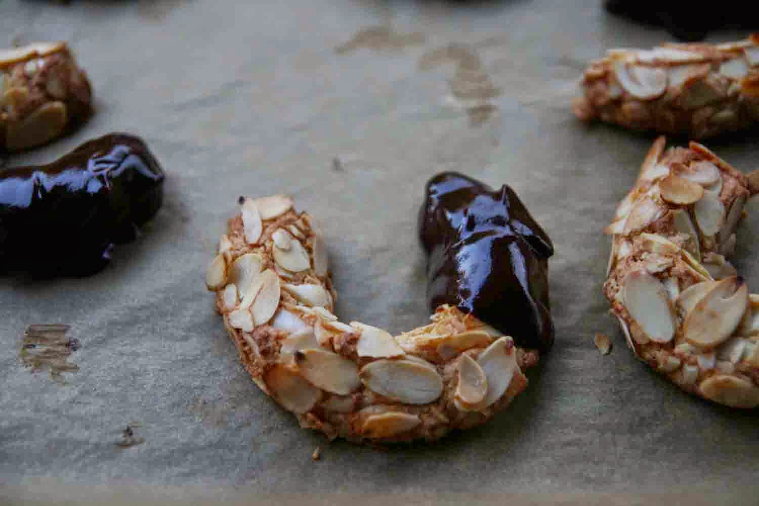 ChocolateDipped Almond Horns Recipe mostly foodstuffs