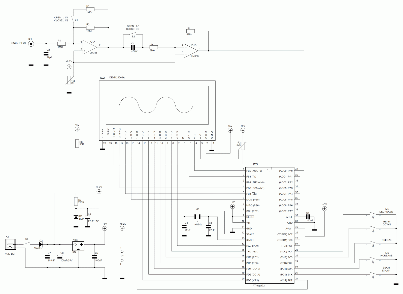 .: Mini Oscilloscope using LCD 128x64 & ATMEGA32 dvi and vga diagram 
