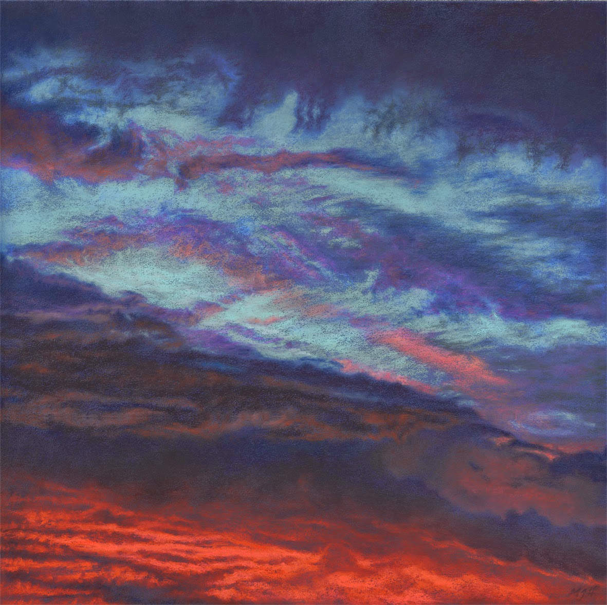 Red & Blue Sky-Michael Howley Artist. A signed limited edition print from an original soft pastel painting