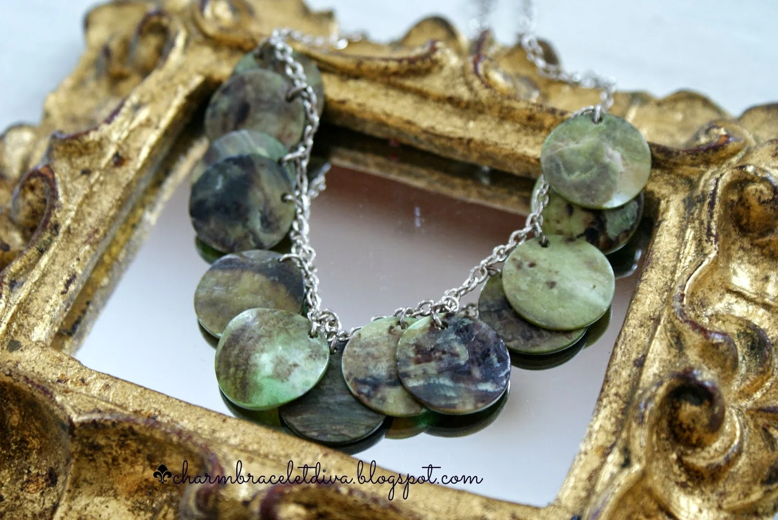 green mother of pearl shell necklace
