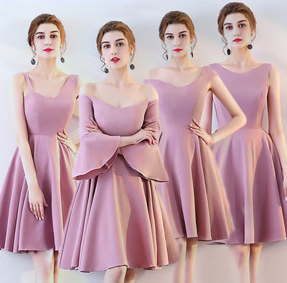 2017 4-Design Soft Pink Bridesmaids Midi Dress
