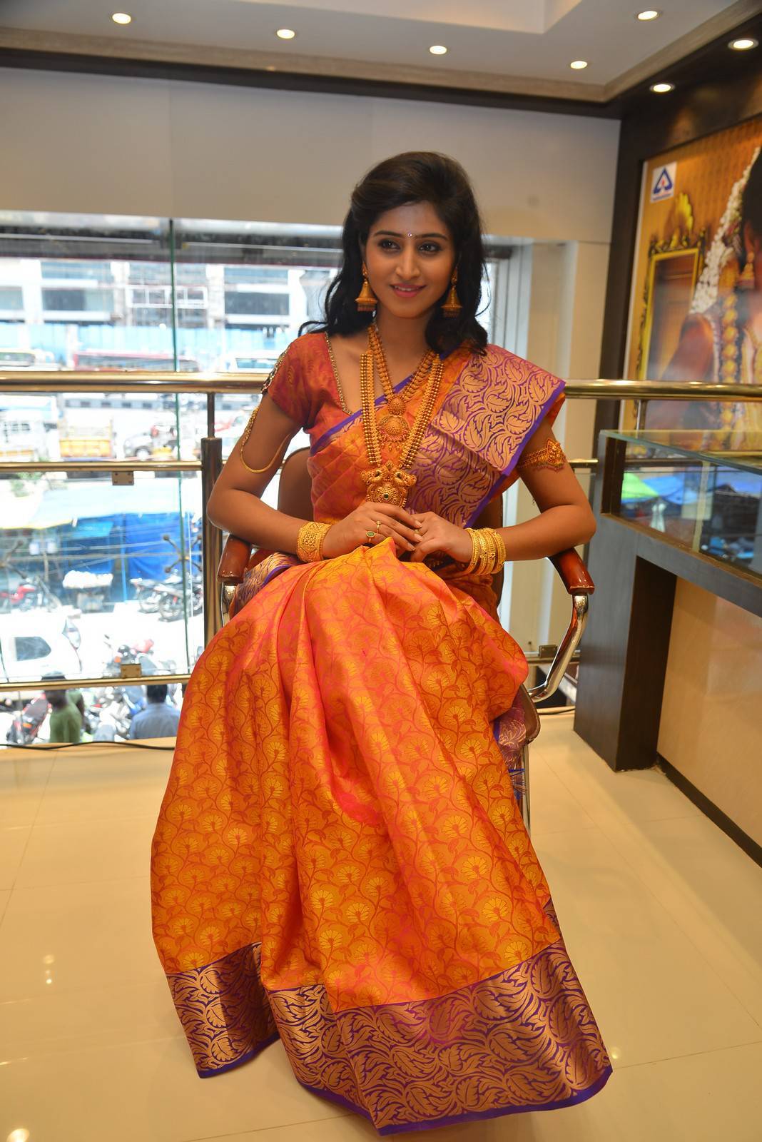  Actress Shamili In Traditional Yellow Saree At Jewelry Launch