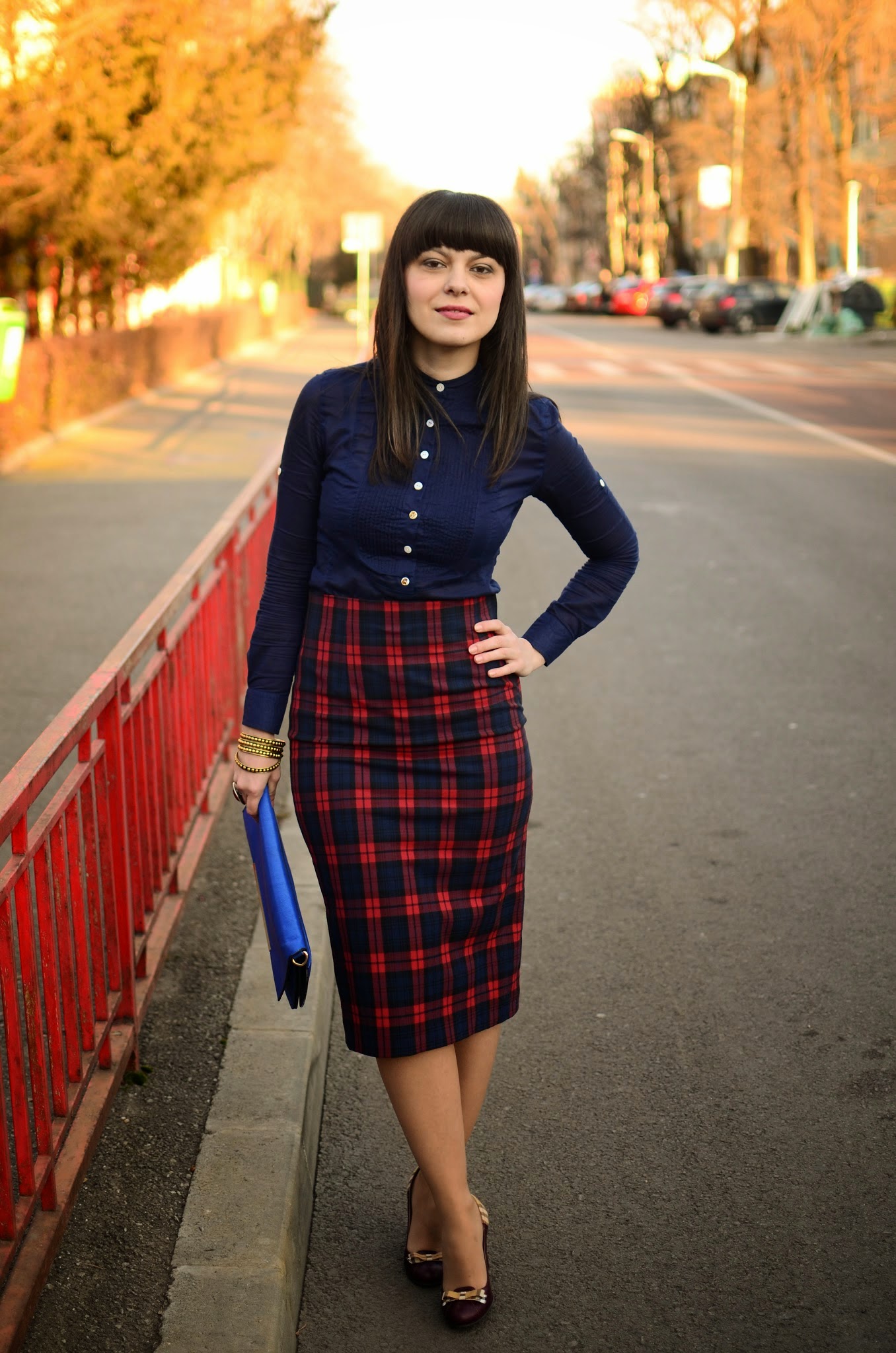 Miss Green: High waist tartan skirt