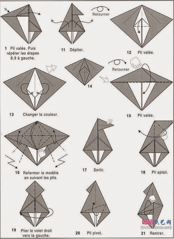 origami wolf step by step instructions ~ easy origami instructions for ...