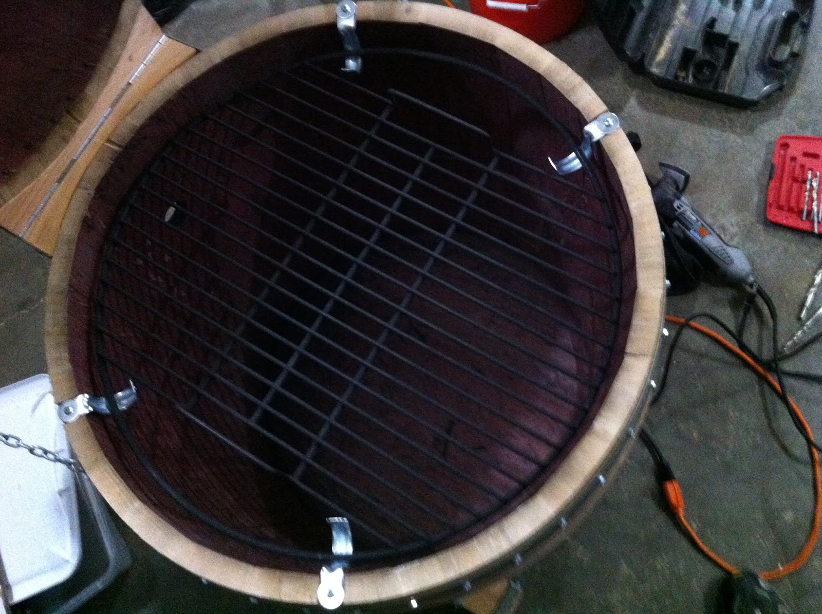 Wine Barrel Smoker Fitting the Racks