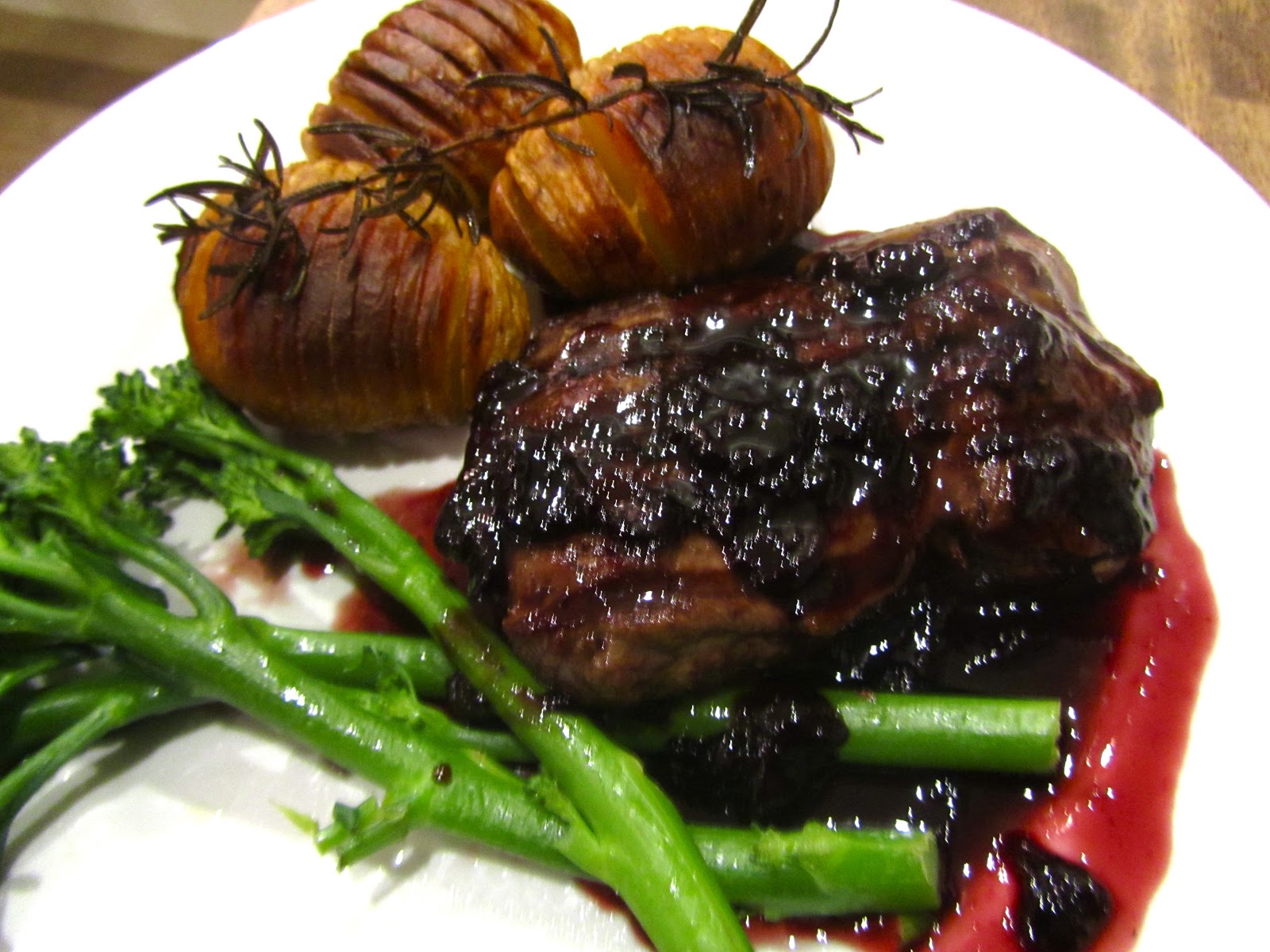 Venison steaks with morello cherry sauce