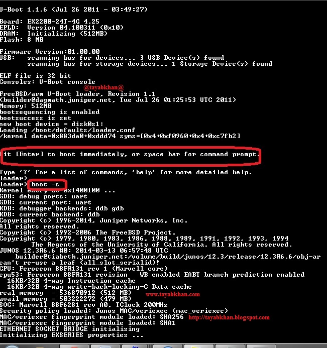 Tayab Khan's ICT Solution Based Personal Blog Juniper root password