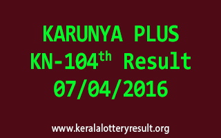 KARUNYA PLUS KN 104 Lottery Result 7-4-2016
