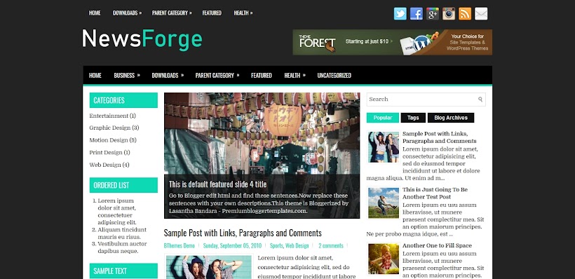 NewsForge Free Blogger Template