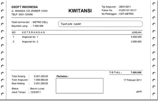 Kwitansi Pembelian Hp